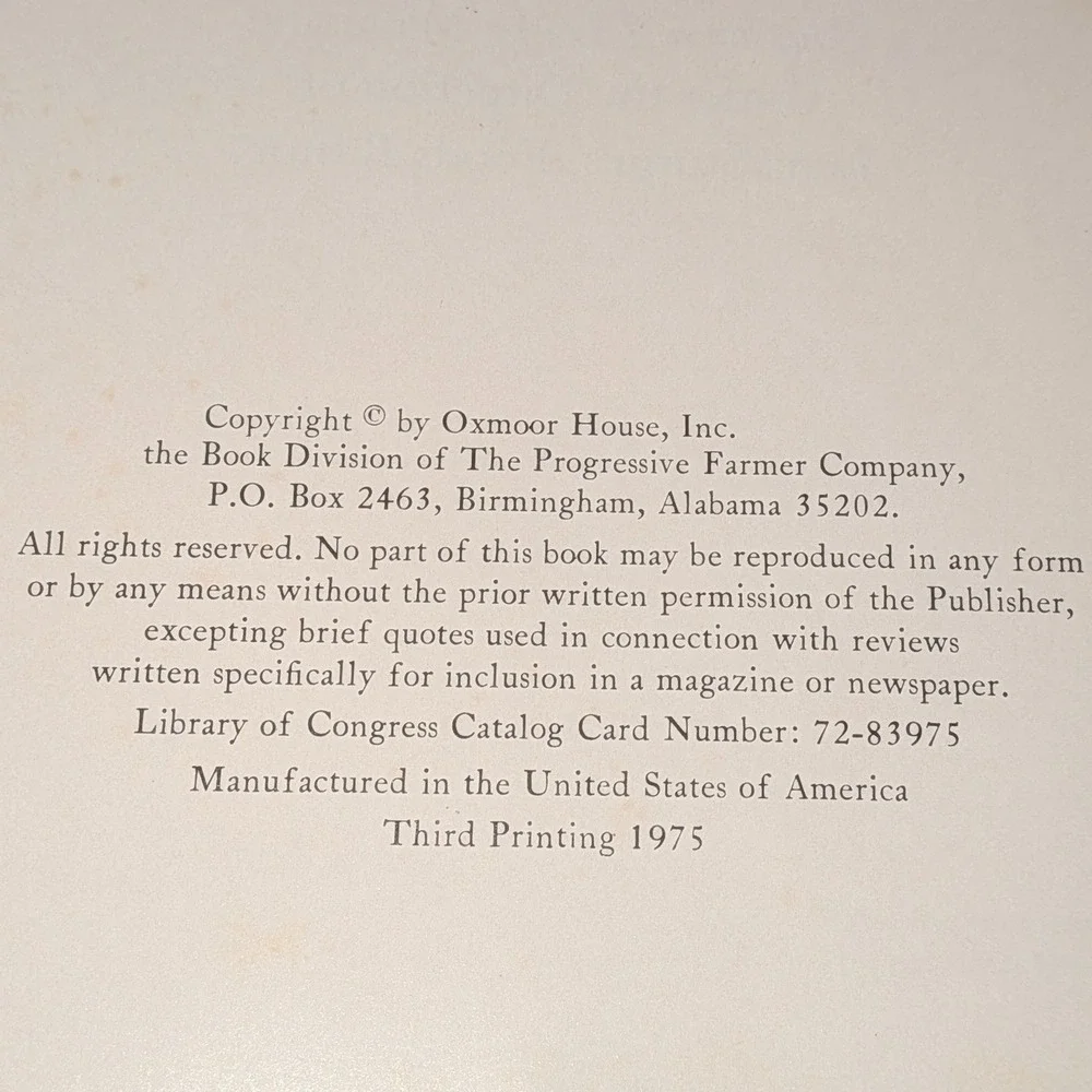 Southern Living Southern Country Cookbook 1975 Hardcover Oxmoor House Vintage